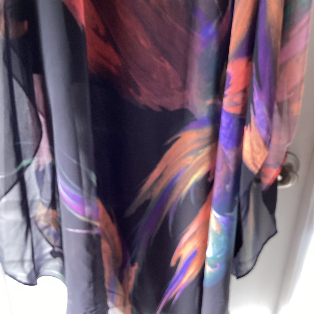 Chiffon Black and Multicolor High Low Dress (Size: Large) - Picture 5 of 7